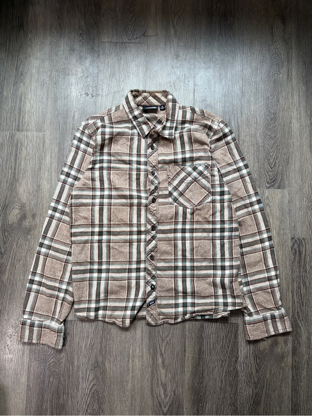 Vans Brown Beige White Plaid Button Up Shirt | S